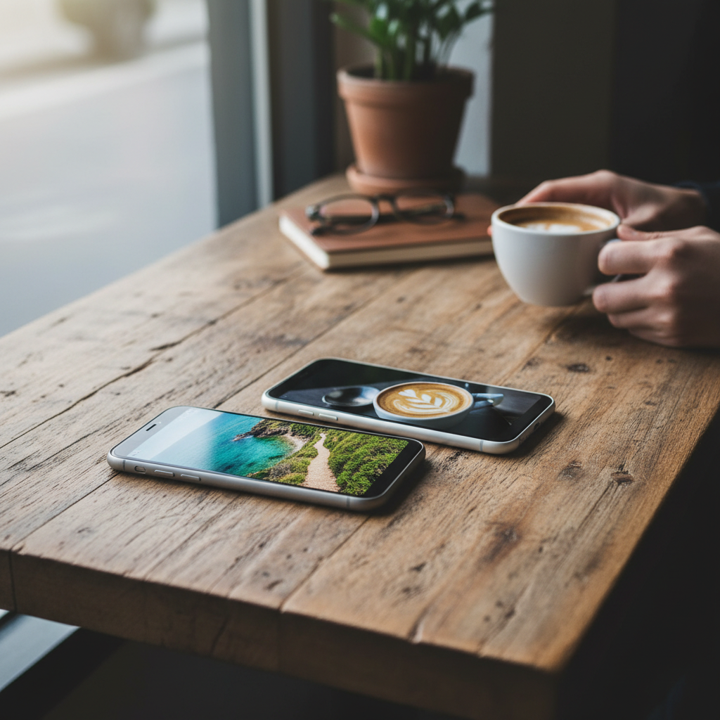 two smartphones side by side comparison showing their displays